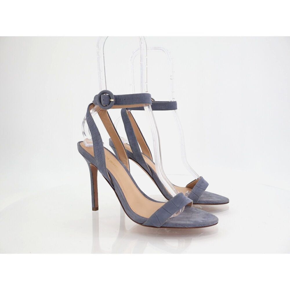 Veronica Beard Darcelle Sandals Stiletto Heel Ankle Strap Blue Croc Size 6M